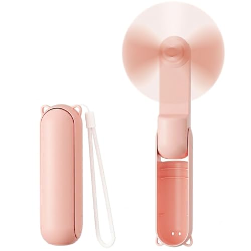 Morelax Portable Mini Handheld Fan, Foldable USB Rechargeable Fan - Pink