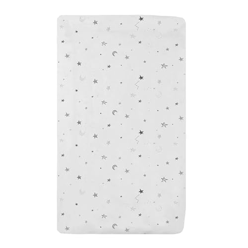 Gray Stars and Moons Fitted Bassinet Sheet 15x33in 100% Cotton Jersey Knit - American Baby Company