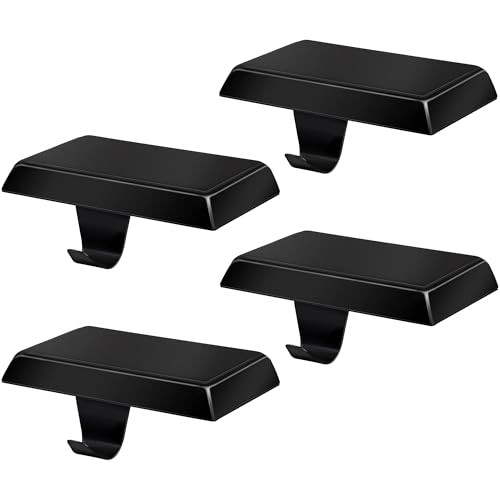 Black Christmas Stocking Holders Set of 4 Metal Mantle Hooks Fireplace Decor