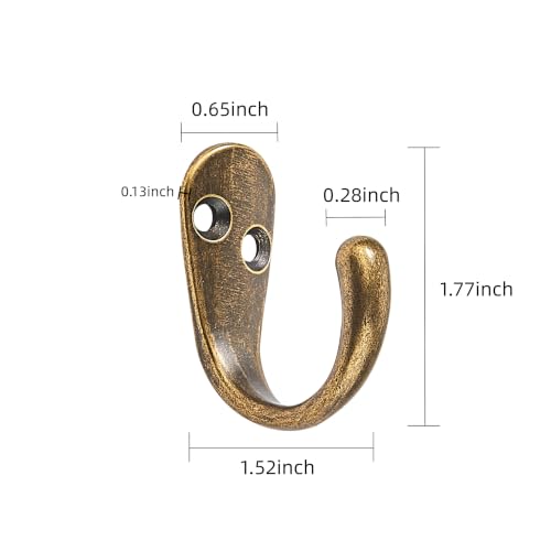 Antique Brass Wall-Mounted Coat Hooks - 15 Pack for Coats, Bags, Hats