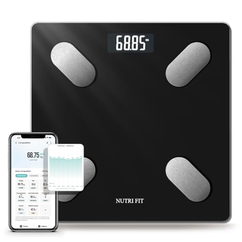 NUTRI FIT Smart Body Fat Scale - Digital Weight Monitor, Mirror Black