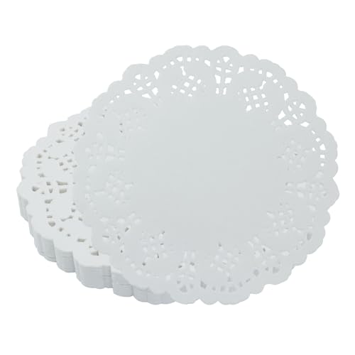 100 Pcs White Paper Lace Doilies 4.5 Inch for Cake Dessert and Crafts