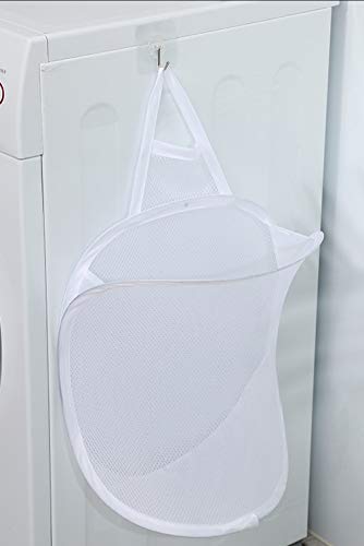 Small Hanging Mesh Laundry Hamper - Space-Saving Portable Basket