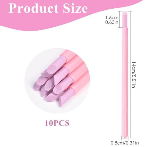 Siyuwuro 10Pcs Pumice Stone Nail File & Cuticle Pusher Pen, Pink