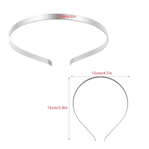 ArrErr 21-Pack Metal Blank Headbands Narrow Hair Bands for DIY Crafting