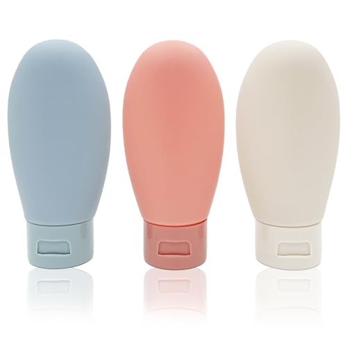 3 Pack Leakproof Travel Bottles Set - 60ml Squeezable Containers with Bag