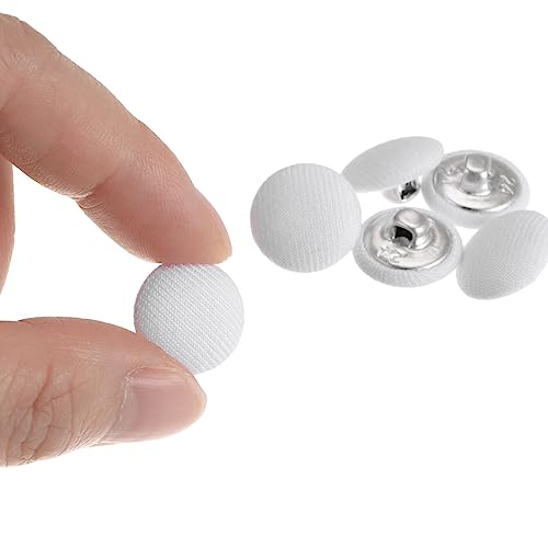 HARFINGTON 10pcs 15mm Fabric Covered Round Sewing Buttons - Creamy White