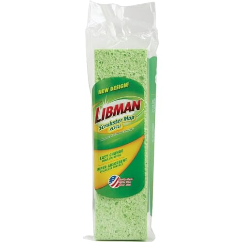 Libman Scrubster Mop Refill, 8.75-Inch Cellulose Sponge Replacement