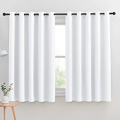 NICETOWN White Grommet Curtains, 70"W x 63"L Window Drapes (2 Panels)