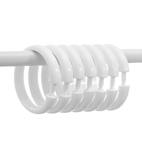 Clear Plastic Shower Curtain Hooks - 12 Pack O-Shaped Clips for Smooth Gliding