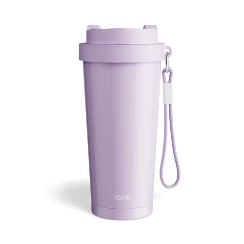 YOME 17oz Ceramic Lined Insulated Coffee Mug - Light Purple, Leak Proof