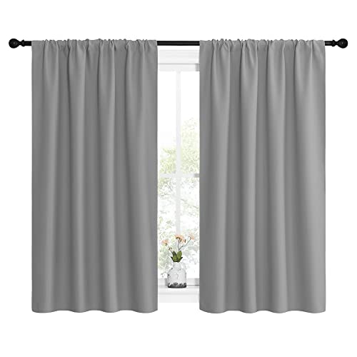 NICETOWN Blackout Curtains for Small Windows, Thermal Insulated, Silver Grey, 42x54