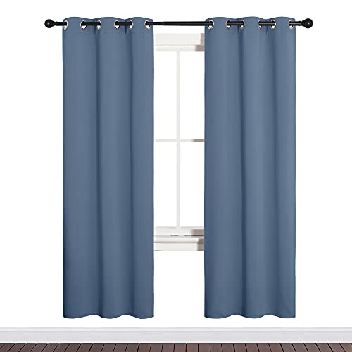 NICETOWN Stone Blue Blackout Curtains - 34" x 72" Thermal Insulated Drapes