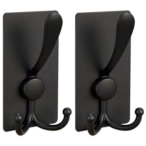 2 Pack XL Adhesive Hooks - 13lb Stainless Steel Towel Hooks