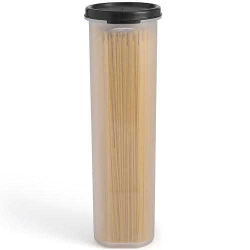 Black Tall Clear Pasta Container with Lid - Airtight Food Storage