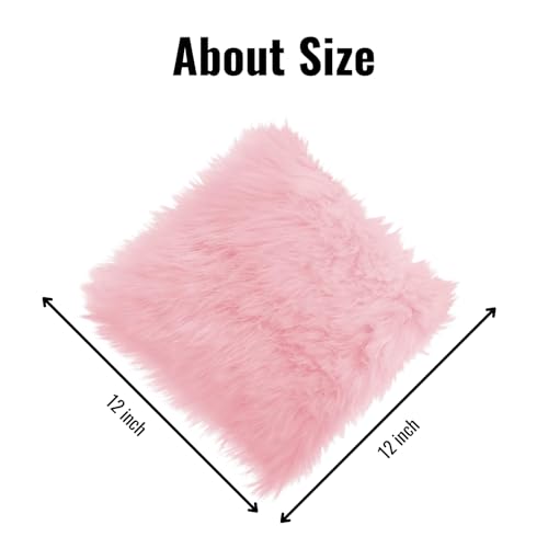 NINGDAN 12x12 Inch Square Faux Fur Rug - Soft Pink Plush Photo Background