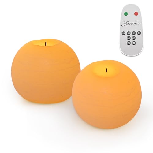 Ivory Flameless Candles with Remote & Timer - 4-Inch LED Battery Operated Round Candle 2 Pack for Christmas & Home Decor