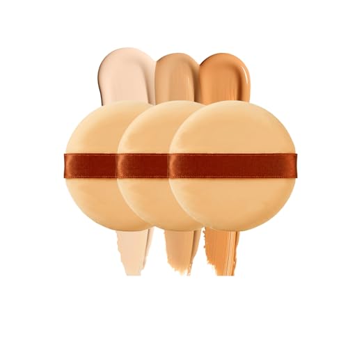Leather-Surfaced Powder Puffs 3PCS Soft Makeup Sponge for Liquid and Cream Foundation