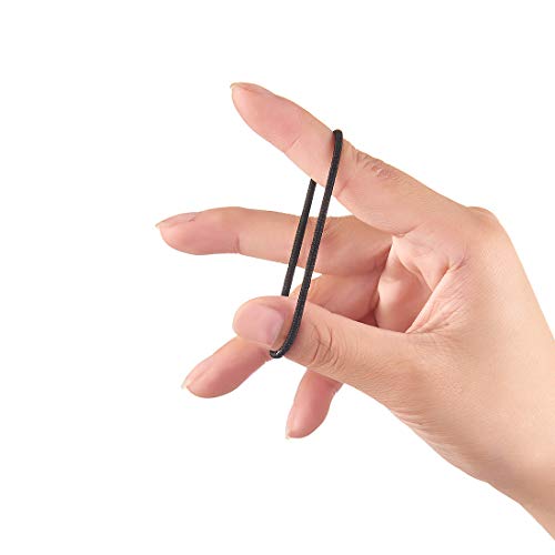 minihope 2mm Black Elastic Hair Ties 50 Count No-Metal Hair Elastics