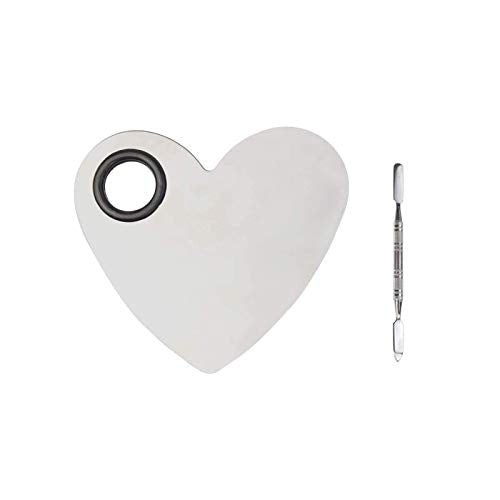 obmwang Stainless Steel Heart Shaped Makeup Palette and Spatula Set