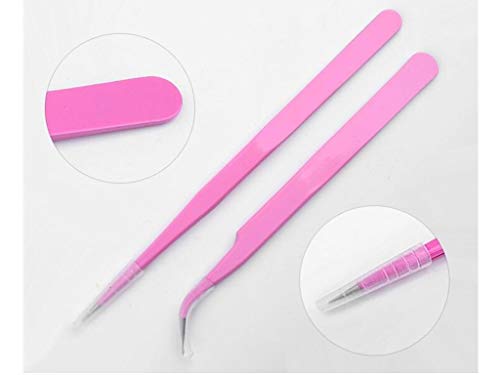Aoshang Stainless Steel Eyelash Extension Tweezers - Straight and Curved 2-Piece Set