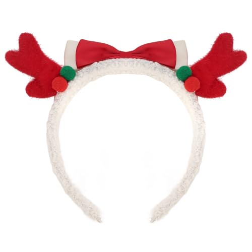 Christmas Reindeer Antler Headband Fluffy Deer Hair Hoop for Party