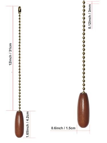 12-Inch Wooden Ceiling Fan Pull Chain Extender - 2 Pack