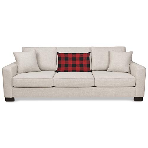EKOBLA Buffalo Plaid Throw Pillow Cover 20x30 Inch, Red & Black Lumbar Case