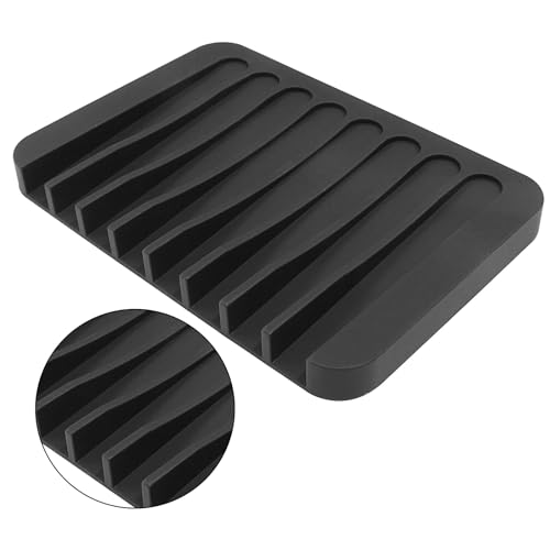 Self-Draining Silicone Soap Holder - Anti-Slip Design, Black