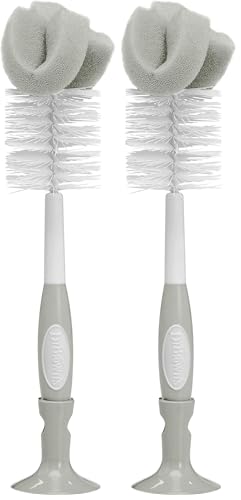 Dr. Brown's Reusable Baby Bottle Cleaning Brush with Suction Cup, 2-Pack