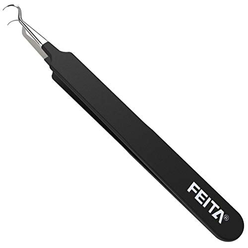 FEITA Curved Blackhead Extraction Tweezers - Surgical Stainless Steel Comedone Extractor Tool for Pimple and Acne Removal