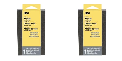 3M Drywall Sanding Sponge, Fine/Medium Grit, 4-7/8 x 2-7/8 in (Pack of 2)