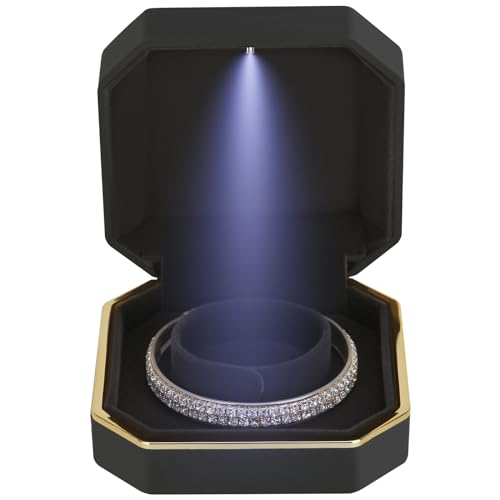 Luxury Black LED Jewelry Bracelet Gift Box with Velvet Lining
