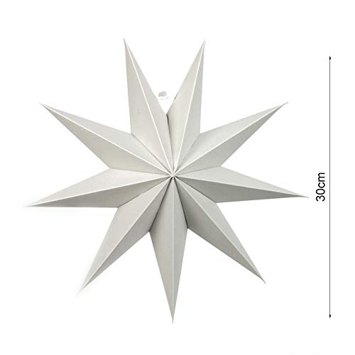 3-Pack 12-inch Paper Star Lantern Ornaments for Wedding Christmas Party - Grey Black White