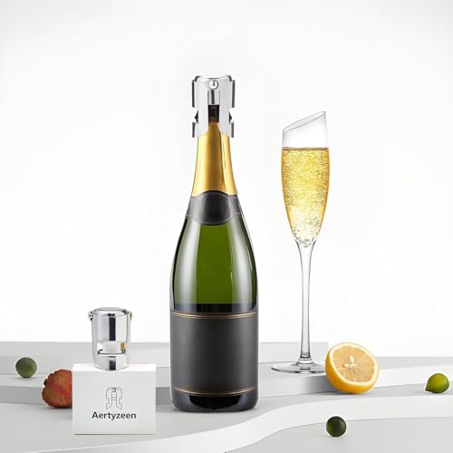 Aertyzeen 2-Pack Champagne Stoppers, Silver Stainless Steel Airtight Seal