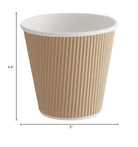 Ripple Paper Cups for Coffee & Tea Made in USA | Bulk for Home, Office, Restaurants & Coffee Shops | Recyclable, Insulated, & Disposable To-Go Cups for Hot Beverages (8oz -500 Count)