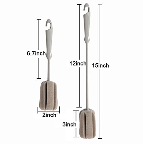 Foshine 2 Pack Bottle Cleaning Sponge Brushes - Long & Short
