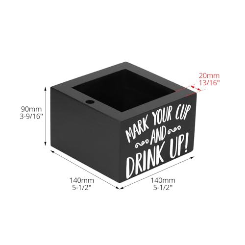 Wooden Disposable Cup Holder with Marker Slot - Rustic Drink Organizer for Parties & Home