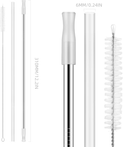 Reusable Stainless Steel and Silicone Drinking Straws Set