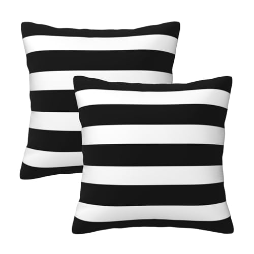 Poream Black and White Stripe 18x18 Inch Farmhouse Throw Pillow Covers Set of 2