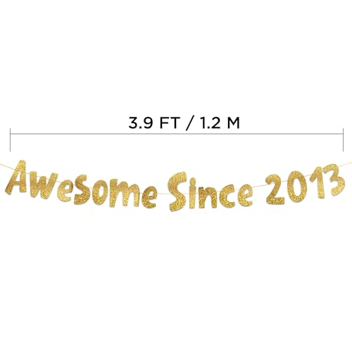 Awesome Since 2013 Gold Glitter Banner - Pre-Strung 13th Birthday Decoration