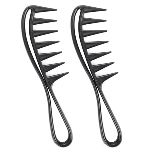 2-Piece Large Wide Tooth Hair Comb Anti-Static Styling Tool for Wet Curly Hair
