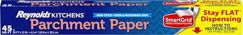 Reynolds Kitchens Stay Flat Parchment Paper Roll with SmartGrid, 45 Sq Ft