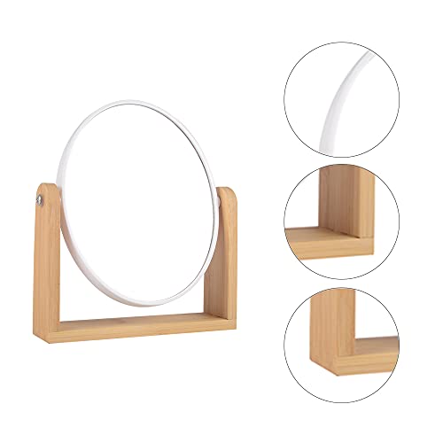 LOTIKO Double Sided Makeup Mirror, 1X/3X Magnifying Mirror with Bamboo Stand