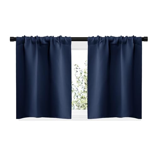 NICETOWN Blackout Curtains for RV Windows, 29" x 20", Navy - Set of 2