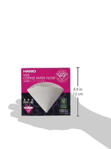 Hario V60 Paper Coffee Filters, Size 01, White, 100 Count Box