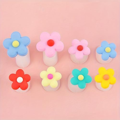 Silicone Toe Separators for Pedicure Nail Polish, 8 Pcs Red Flower Spacers