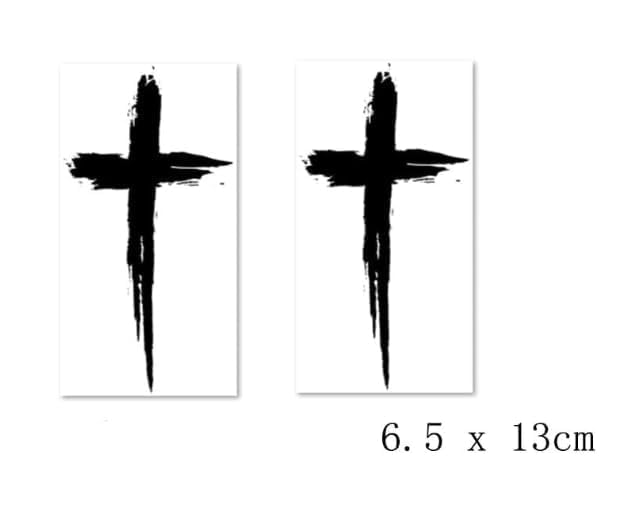 Black Herbal Cross Temporary Tattoo Stickers 2 Pcs Fake Body Art for Men Women