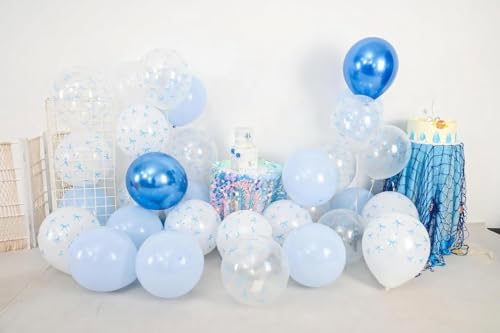 30 Pcs Blue Bow Balloon Set - Latex Party Decorations for Birthdays