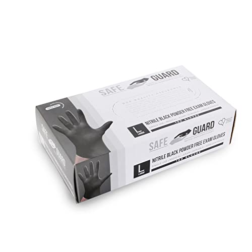 Safeguard Black Nitrile Disposable Gloves, Extra Large, Powder Free (100 Pc)